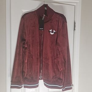 True Religion Burgundy Velour Track Pant
